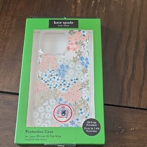 Kate Spade Clear iPhone 15 Pro Max Case with Blue and Orange Floral Design